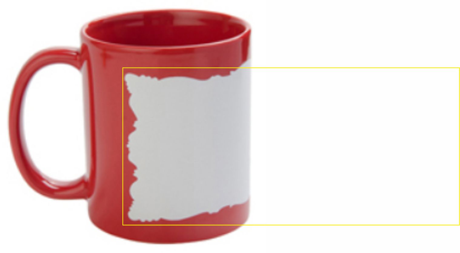 Tasse 330ml, Rot, mit weißem bedruckbaren Fenster und Box